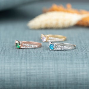 Kitty Birthstone Rings • Cat Ring • Custom Personalized • Birthstone Jewelry, Multistone Ring,  Mothers Day Gift, Mothers Ring, Wedding Ring