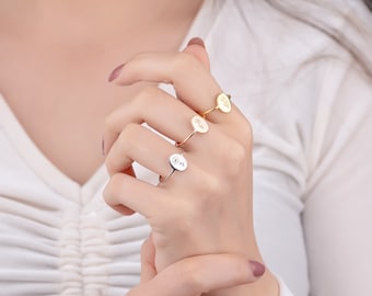 Sterling Silver Birth Flower Ring: Personalized Engraved Jewelry