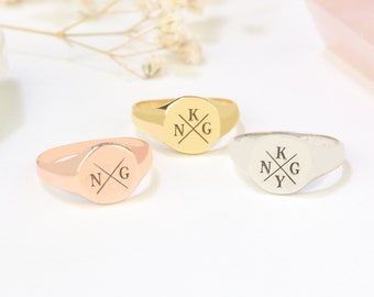 Monogram Ring, Initial Ring, Signet Ring, Personalized Ring, Sterling Silver Ring, Engraved Gold Ring, Custom Initial Ring, Gift For Mom