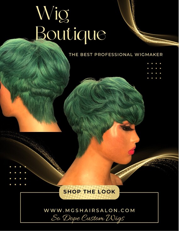 Short Light Emerald Green Pixie Wig Etsy Australia
