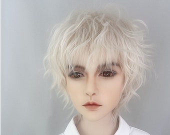 short white curly wig