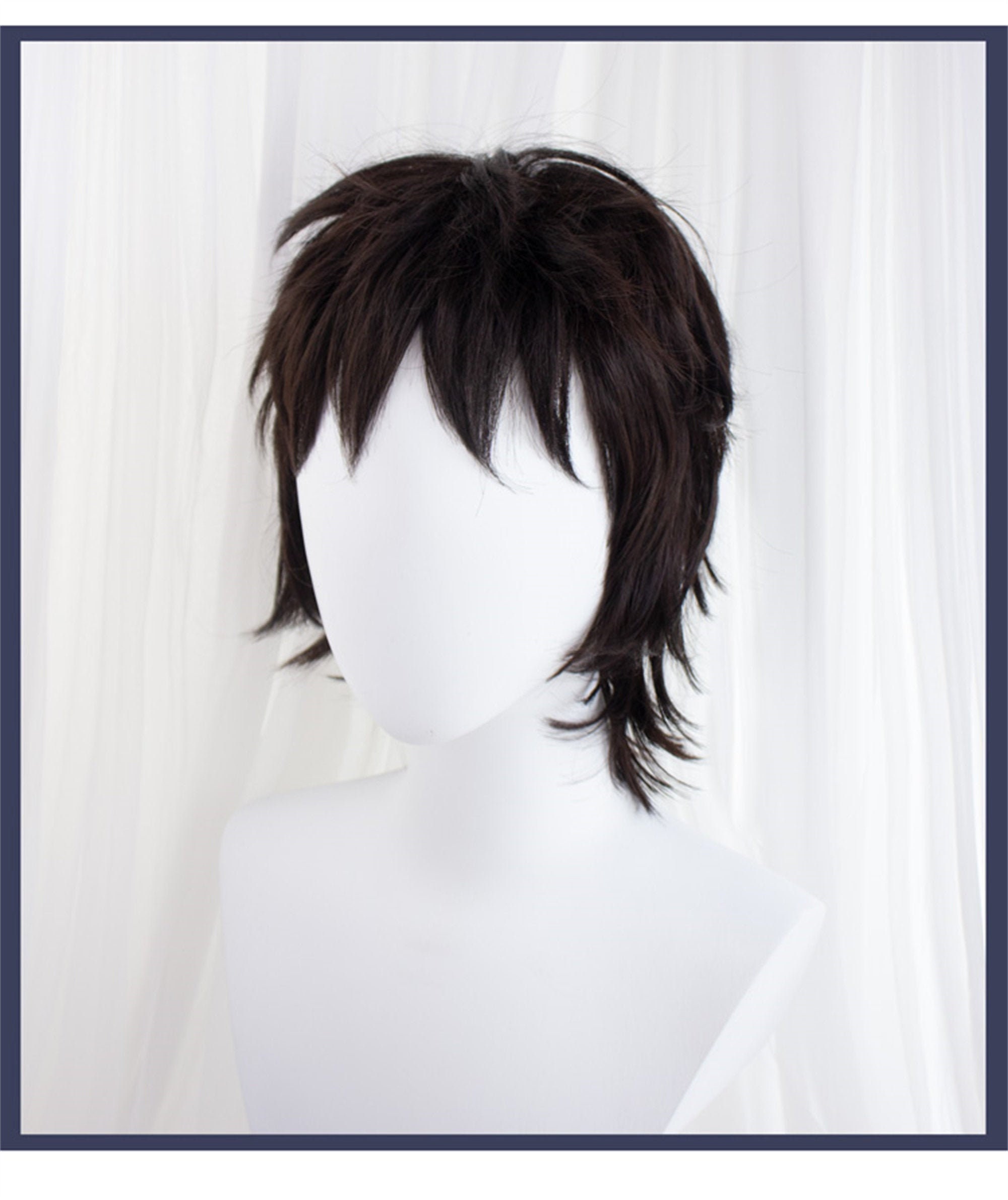 Natural Black Mullet Wig Irregular Fluffy Short Wig Short Etsy