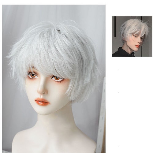 Silver White Short Wig Girl Short Wig Men's White Wig Etsy