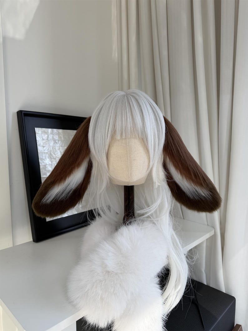 Lop-eared Rabbit Ears Headband, Custom Color Available, Cosplay MiniLop Holland Lop Bunny Rabbit, Faux Fur, Fursuit, Halloween image 2
