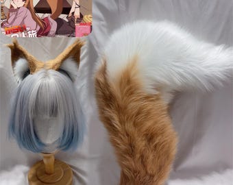 Tocado Peludo Con Orejas De Lobo Y Cola, Accesorios Para El Cabello Para Cosplay Blanco