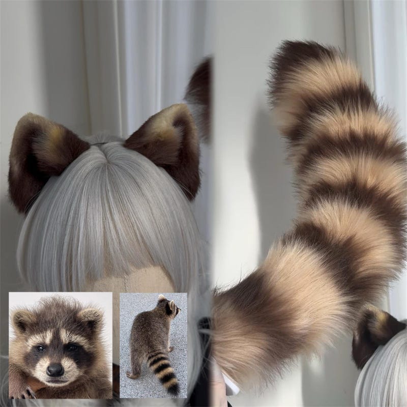 Raccoon Tail and Headband - Etsy