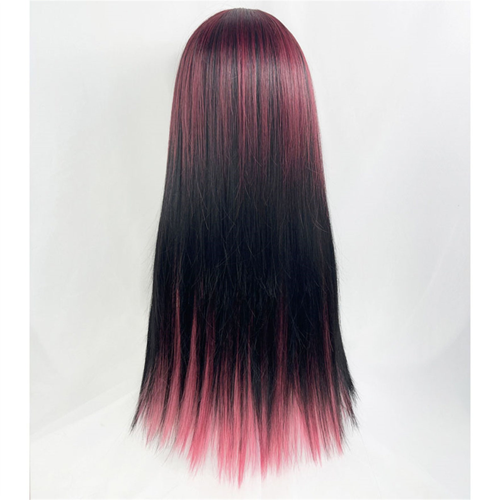 Y2K Style Black Pink Long Wig Black Pink Long Straight Wig Etsy