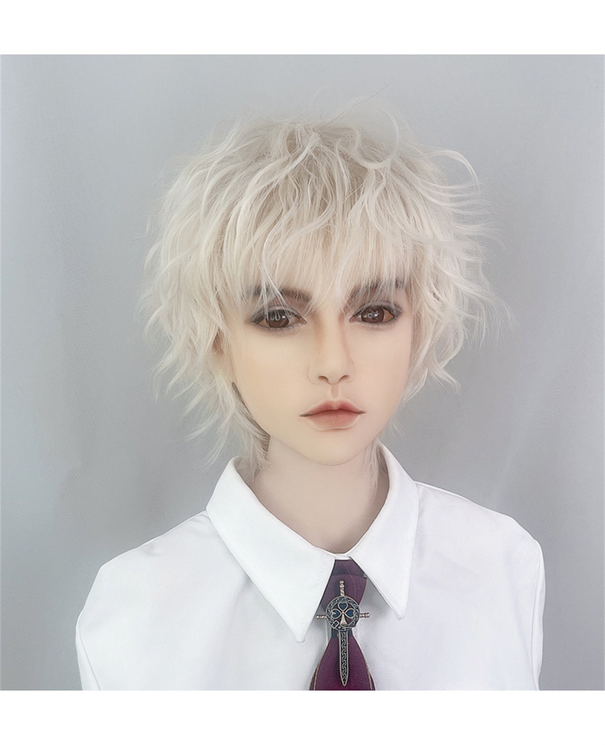 Platinum Short Curly Wig Girl White Silver Short Wig Etsy