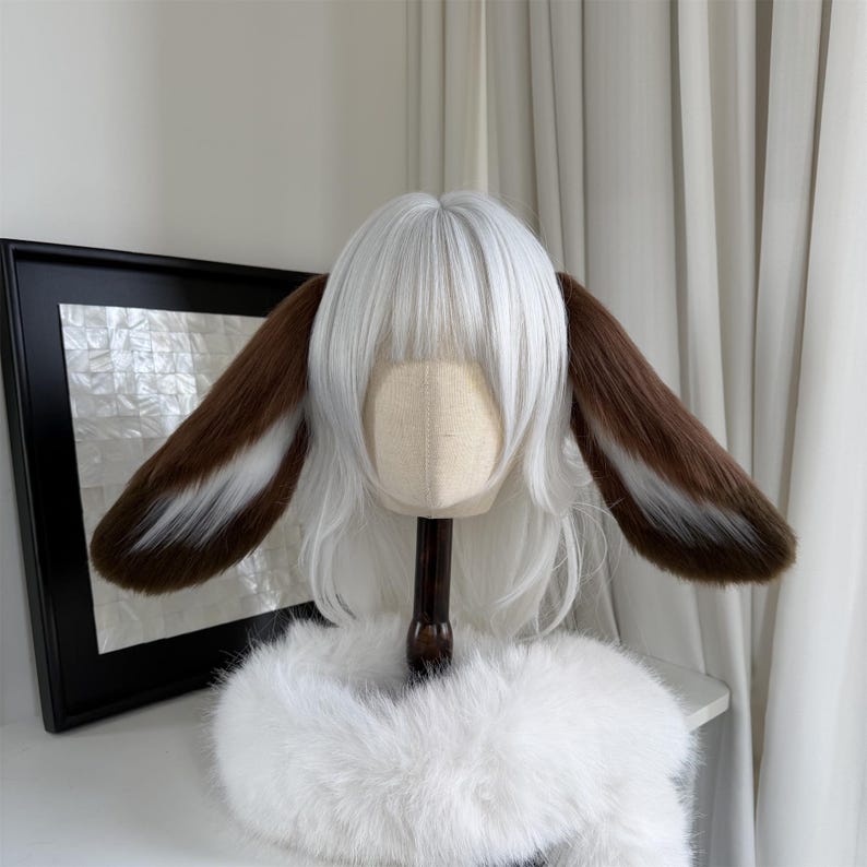 Lop-eared Rabbit Ears Headband, Custom Color Available, Cosplay MiniLop Holland Lop Bunny Rabbit, Faux Fur, Fursuit, Halloween image 7