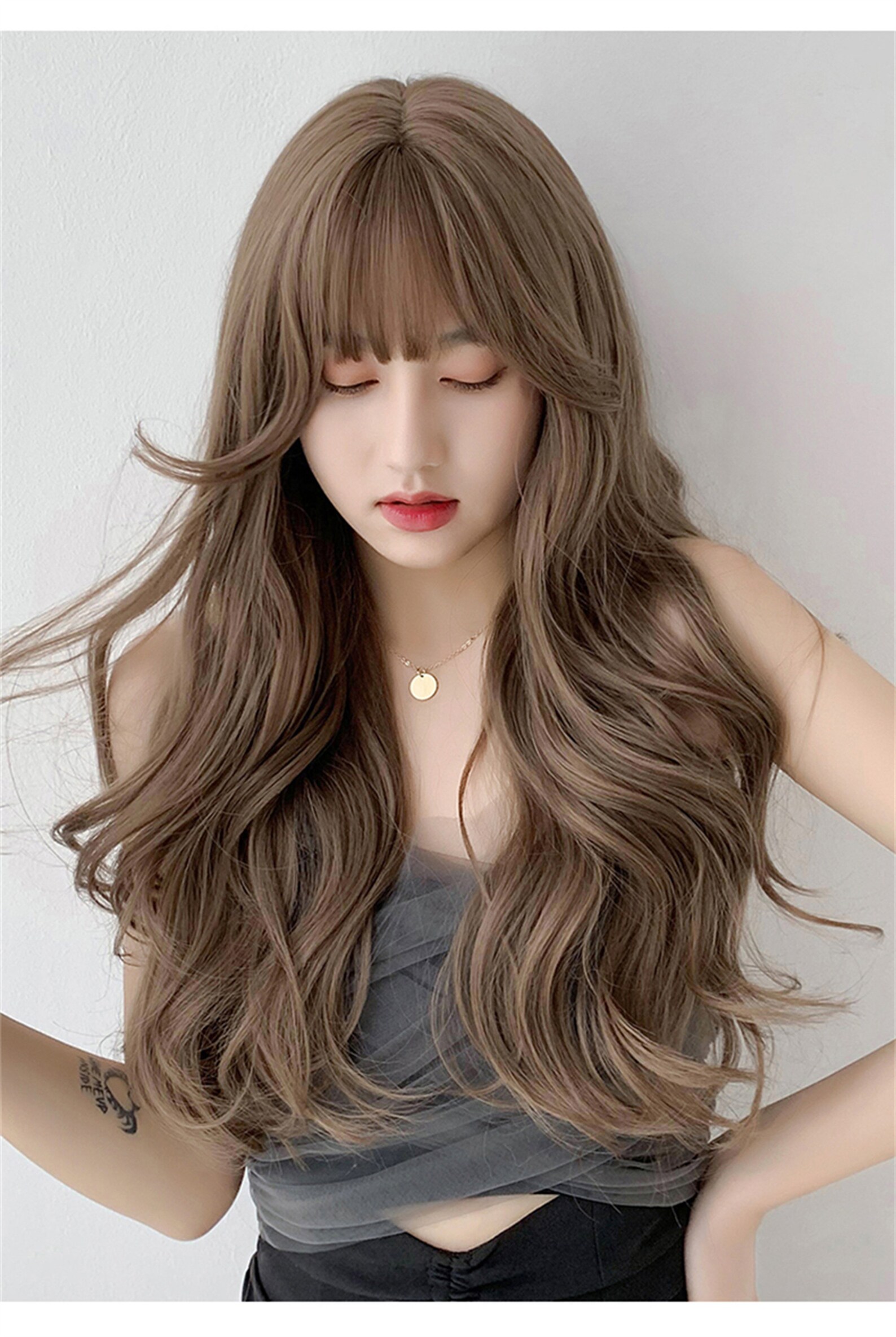 Brown Big Wave Curly Wig Natural Black Wig Light Brown Curly Etsy