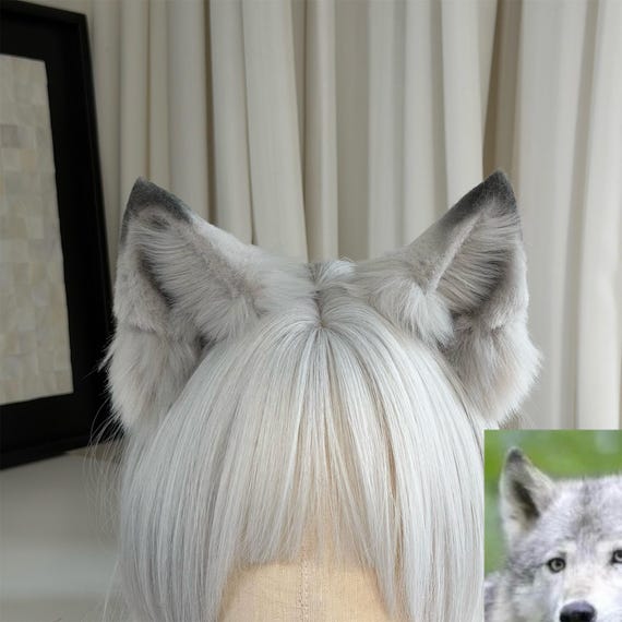 Gray Wolf Ears Headband, Cosplay Wolf, Faux Fur, Fursuit, Halloween