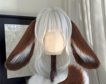 Lop-eared Rabbit Ears Headband, Custom Color Available, Cosplay MiniLop Holland Lop Bunny Rabbit, Faux Fur, Fursuit, Halloween