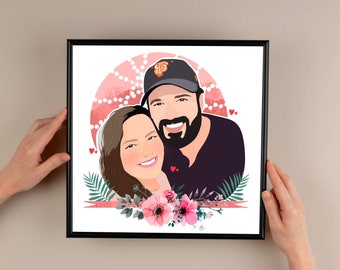 Personalized Gift for Boyfriend, Couple Illustration, Custom portrait, Gift Idea, Valentines Gift, Custom Gift