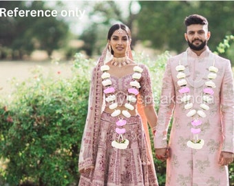 Bollywood Inspired Varmala Garlands Pair Custom Made Wedding Varmala- Bride and Groom Engagement & Reception Vintage boutique petals garland