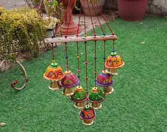 Handmade Multi Color Beaded Wind Chime House Warming  Boho Garden Hanging Bell Wind Chime For indoor & outdoor Sun Moon Star