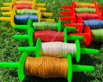 Spool With Colourful Thread /Manjha  For Children's Gift Makar Sankranti Festival Dark Party Background Indian Festive Decor