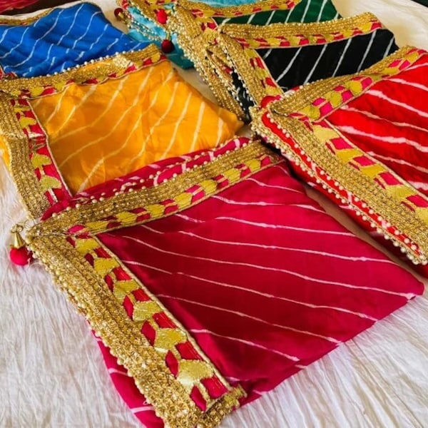 Indian Wedding Lahariya, Bhandhej Assorted Multi Color Dupatta, Indian Dupatta, heavy border bridal Dupatta, Diwali Outfit, Giveaways Gift