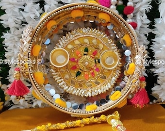 Indian Wedding Haldi Thali ,Platter, Pithi Decorative Tray, Haldi Ceremony Decoration Plate, Hindu Wedding Favors Occasion Haldi Gift Haldi