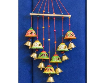 Carillon éolien fait main avec perles multicolores, carillon éolien suspendu pour jardin bohème pour intérieur et extérieur, soleil lune, étoiles