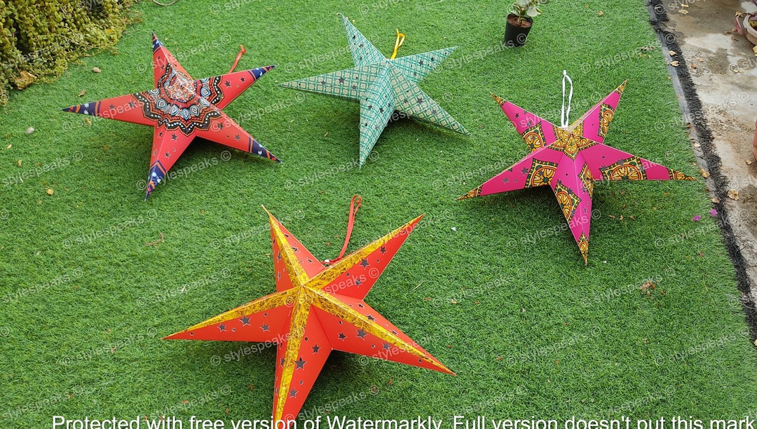 Star Lanterns, Paper Star Lampshade, Hanging Star Paper Lantern