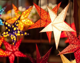 Paper Star Lampshade, Star paper Lantern, Star light, Christmas tree décor, Party décor, Home decoration Ornaments, Wedding decoration