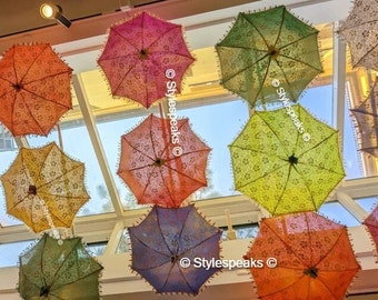 Decorative Umbrellas Wholesale Lot Printed Indian Wedding Umbrella Vintage Sun Parasols Mother Day Gift