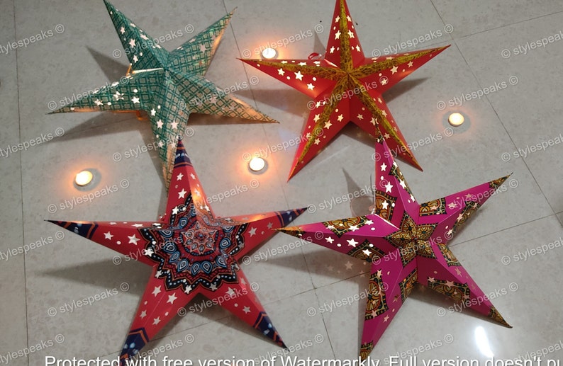 Star Lanterns Paper Star Lampshade Hanging Star Paper Etsy