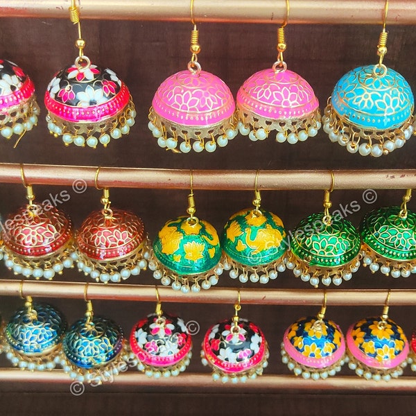 Assorted Lot Of Meenakari Earrings Indian Handmade Jewellery Wedding Favor Bridesmaid Gifts Mehendi Sangeet Ceremony Gifts For Guests