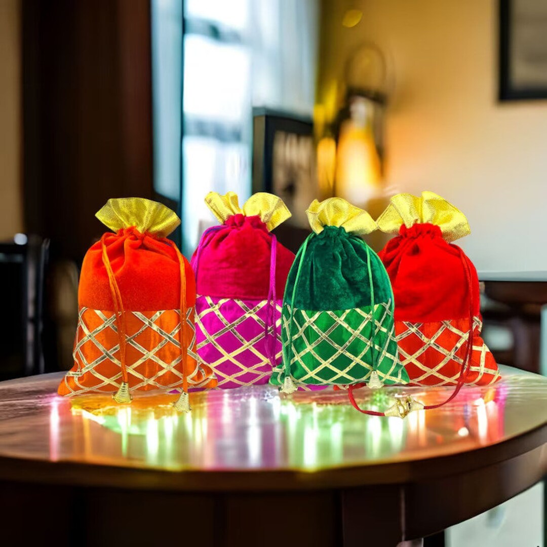 Velvet Small Pouch Bag Small Potli Drawstring Bag Lohri Bag Etsy