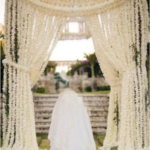 Jasmine Fabric-Based Fresh-Like Cream Flower Strings Party Backdrop -Perfect for Indian Weddings (Free Shipping)5 feet flower garland