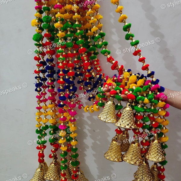 Wholesale Pom-Pom Garlands, Bunting, Christmas Bell String, Wall Hanging, Indian Wedding & Party Backdrop String