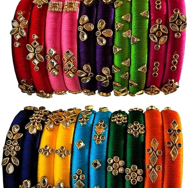 Silk Thread Bangles/ Bangles/ Kids Bangles/Womens Bangles/Indian Bangles/Bangles for pooja/ Return gifts/ Wedding and indian parties gift