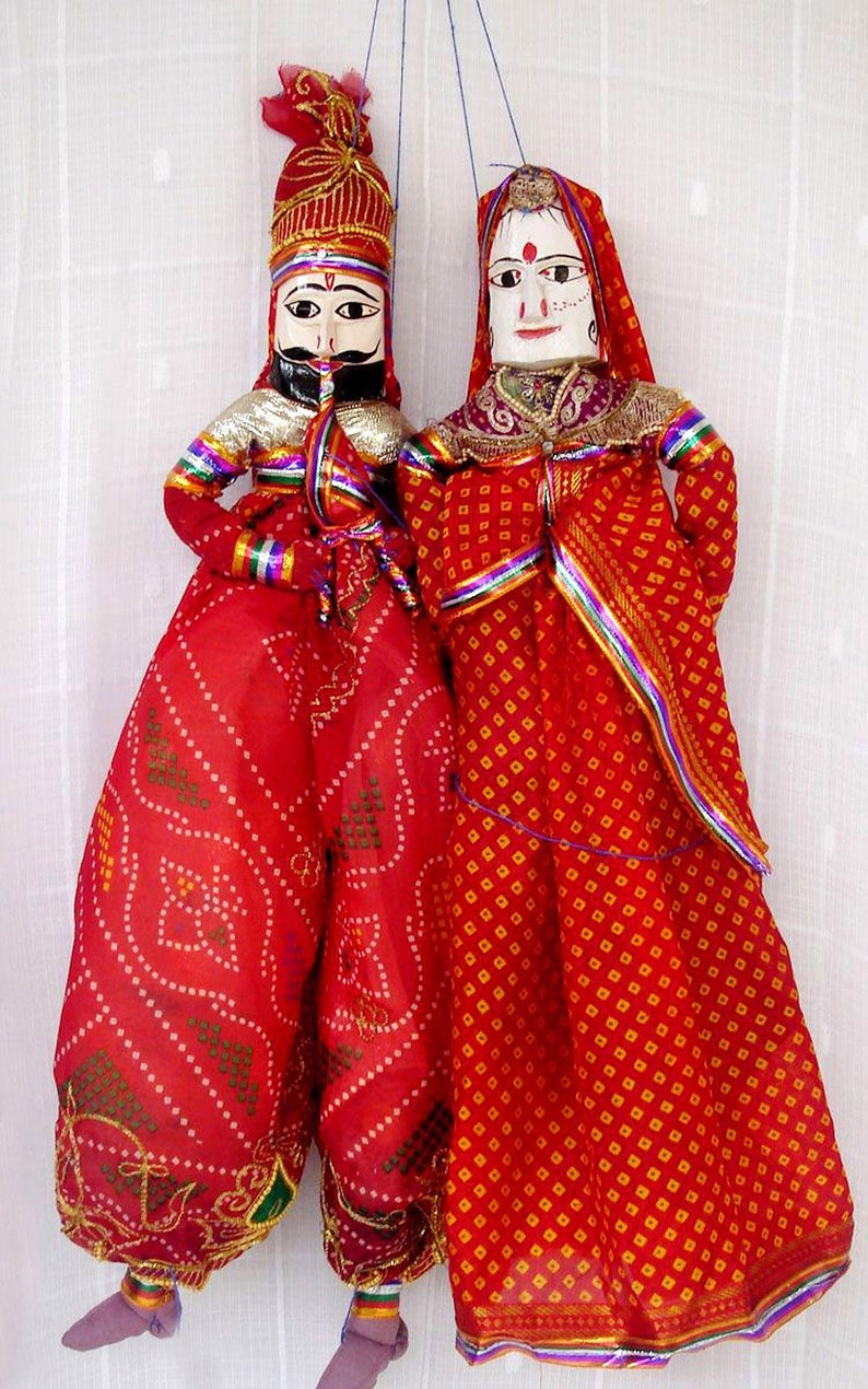 2 Pair Vintage Indian Toy Dancing Puppets Traditional Couple Etsy