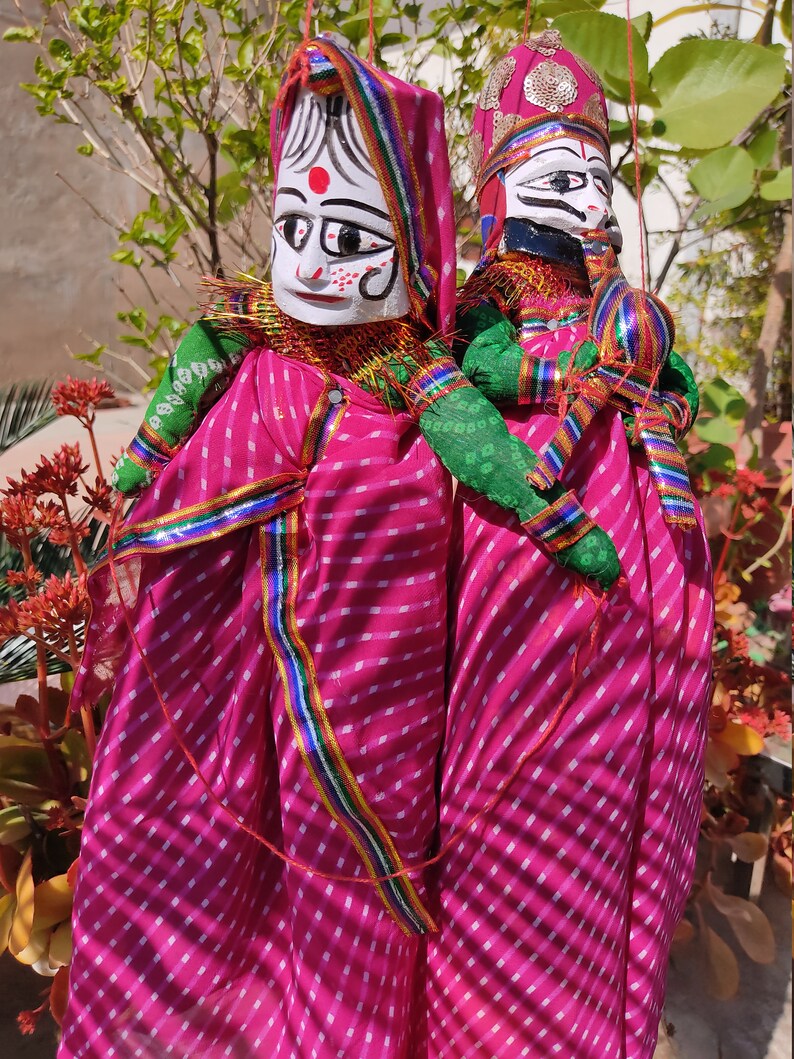 2 Pair Vintage Indian Toy Dancing Puppets Traditional Couple Etsy