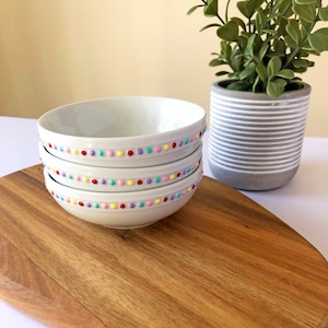 Pastel Valentine Polka Dot Ring Dip Dottie Ceramic Bowl | Chippy Bits, Home Decor, Tiered Tray, Serving Piece, Dottie Bowl, Dip Bowl, Rings