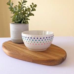 Scallop Top Rainbow Polka Dot Dish Ceramic Bowl | Chippy Bits, Home Decor, Tiered Tray, Serving Piece, Dottie Bowl