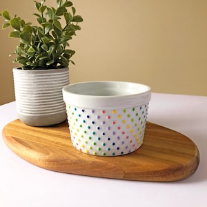CANDY BOWL Rainbow Polka Dot Candy Dish Ceramic Bowl | Chippy Bits, Home Decor, Tiered Tray, Serving Piece, Dottie Bowl