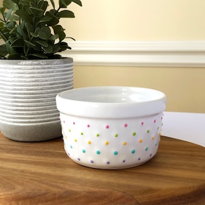 Pastel Ramekin Rainbow Polka Dot Ceramic Bowl | Chippy Bits, Home Decor, Tiered Tray, Serving Piece, Dottie Bowl