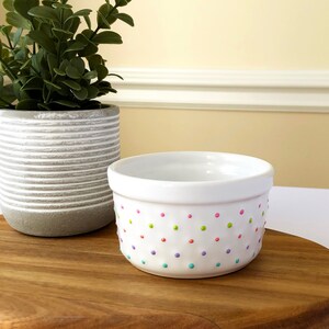 Pastel Ramekin Rainbow Polka Dot Ceramic Bowl | Chippy Bits, Home Decor, Tiered Tray, Serving Piece, Dottie Bowl