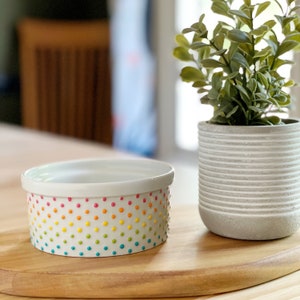 CANDY DISH Rainbow Polka Dot Ceramic Bowl | Chippy Bits, Home Decor, Tiered Tray, Serving, Dottie Bowl, Housewarming, teacher, desk, office