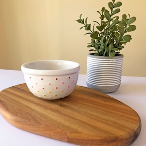 Valentine&#39;s Day Rainbow Polka Dot Dottie Ceramic Bowl | Chippy Bits, Home Decor, Tiered Tray, Serving Piece, Dottie Bowl