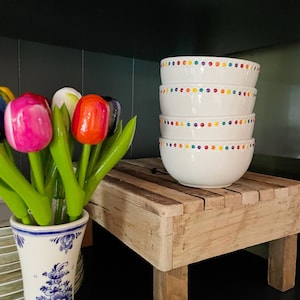 MINI BOWL SET Rainbow Fall Polka Dot Ceramic Dish | Chippy Bits, Home Decor, Tiered Tray, Serving, Succulent Planter, Snacks, Ice Cream