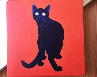 Aimant bleu de chat noir pour | Décor frigo | Décor mural | Idées cadeaux |