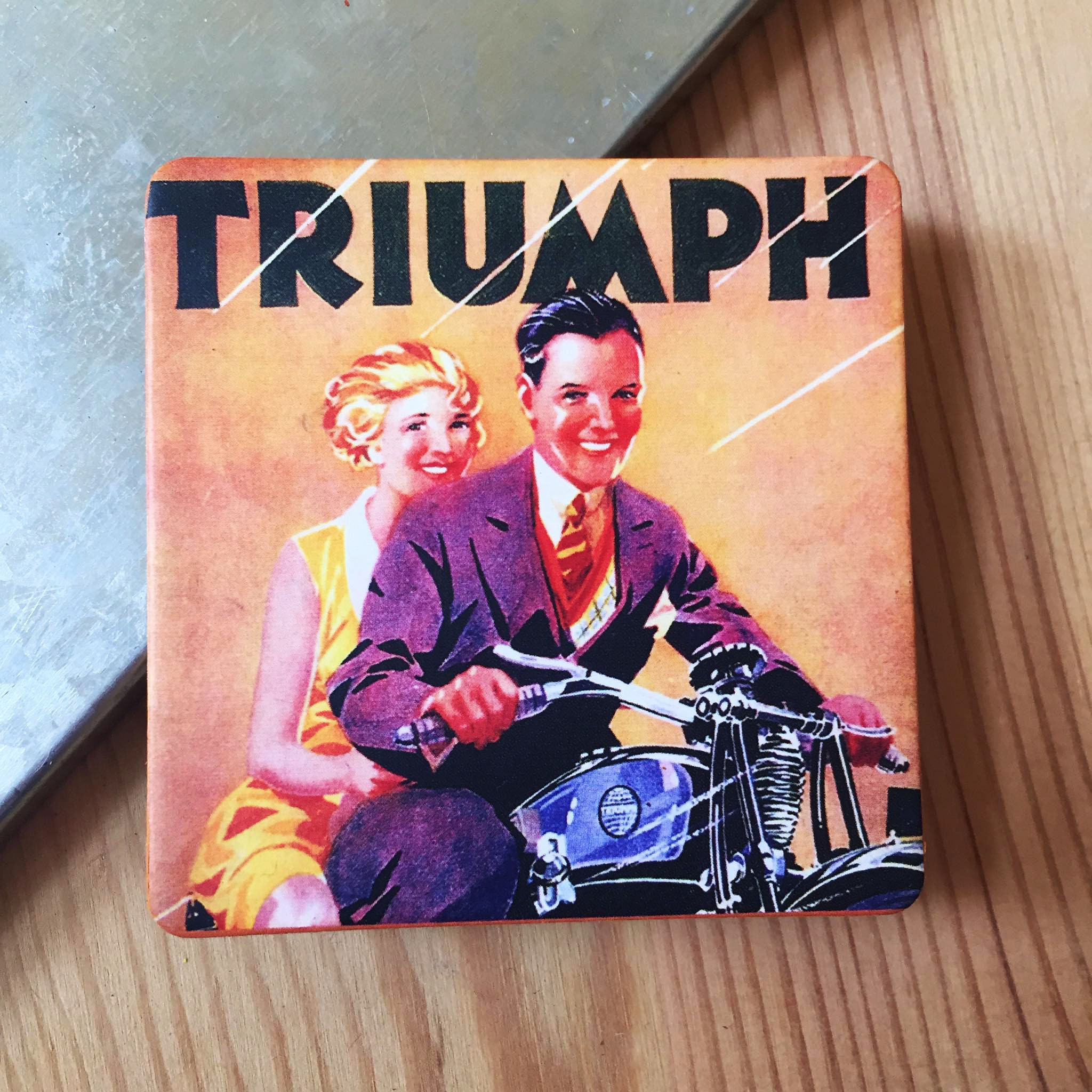 Triumph Motorcycle Happy Couple Vintage | Nostalgie Aimant Pour Décor Frigo Mural Idées Cadeaux |