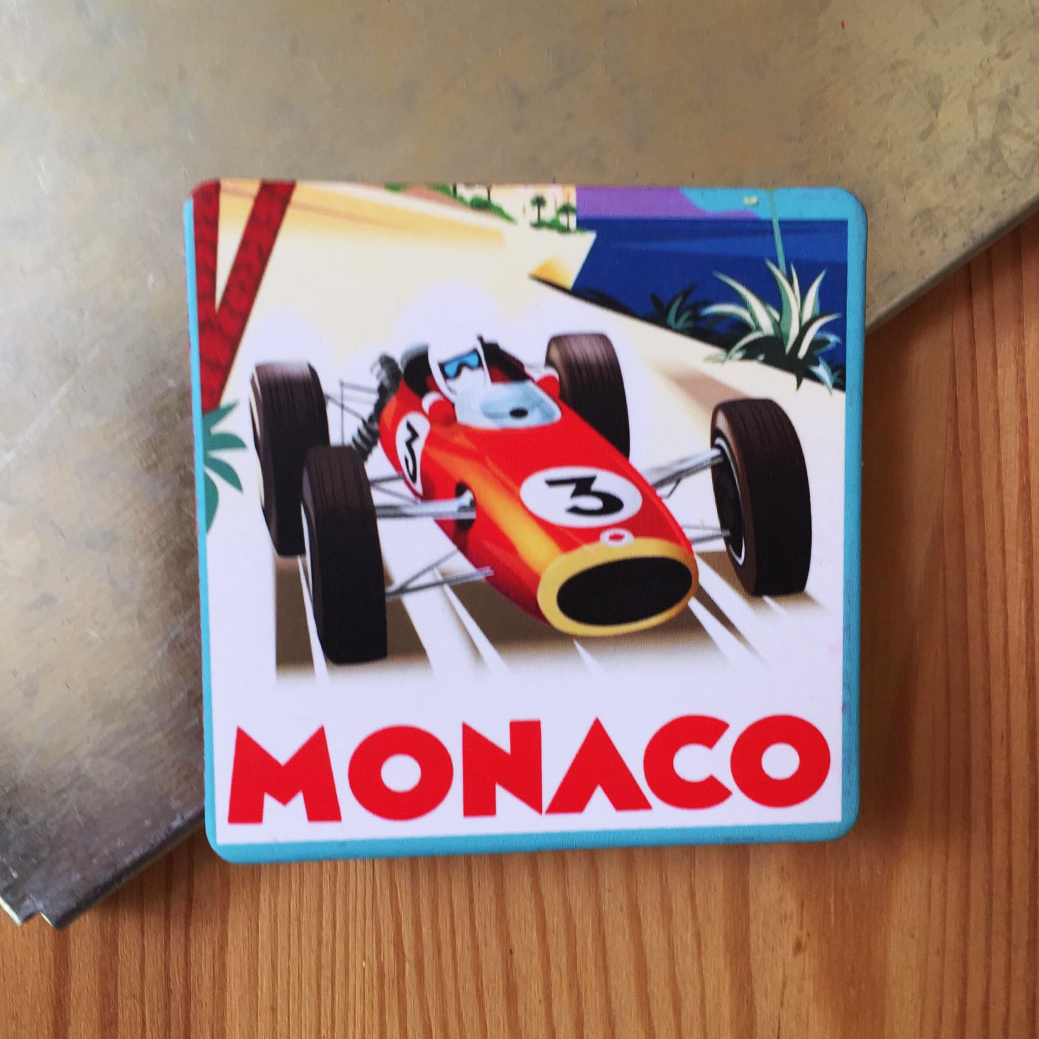 Rétro Racing Monaco Voiture | Nostalgie Aimant Pour Décor Frigo Mural Idées Cadeaux |