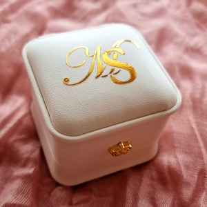 Personalised Luxury PU Leather Ring Box, Square Jewellery Box, Engagement Ring Display Case, Wedding Jewellery Organizer