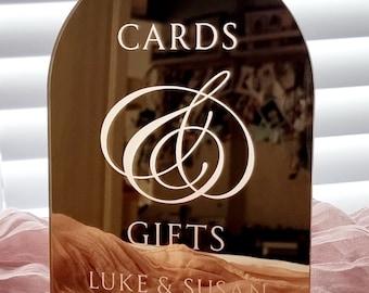 Cards & Gifts Signage Gold Mirror Acrylic Wedding Sign | Bar Menu | Reception Signage