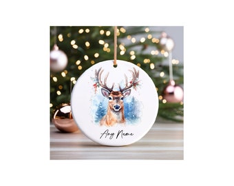 Bespoke Christmas Keepsake Ornament Bauble, Baby's First Christmas, Deer