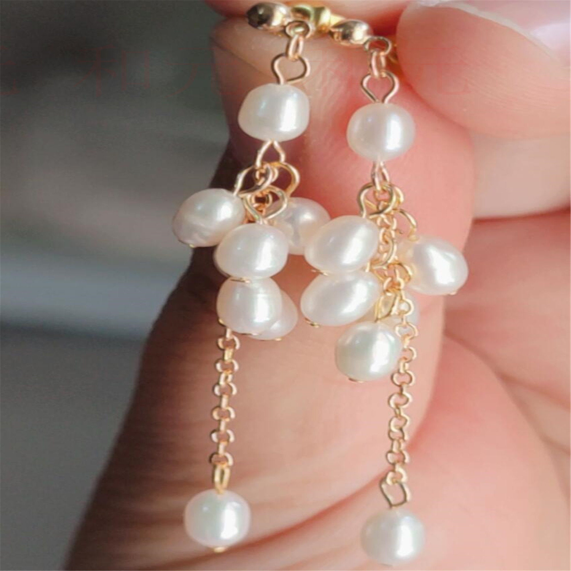 Natural white freshwater pearl earrings rice pearl earrings | Etsy