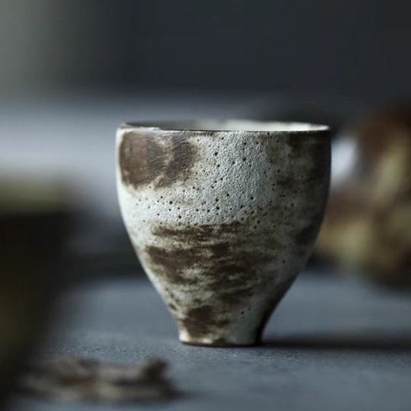 small Japanese style clay cup, Yunomi -handmade ceramic tea cup, 50ml tea cup